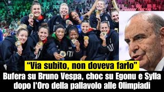 Bufera su Bruno Vespa choc su Egonu e Sylla dopo lOro della pallavolo alle Olimpiadi [upl. by Ahsikam]