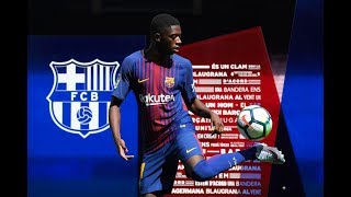 Dembele fails at balljuggling at Barcelona unveiling [upl. by Ebsen]