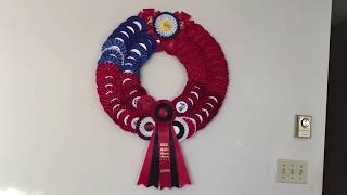 Horse Show rosette ribbons  how to make a ribbon wreath [upl. by Akenihs]