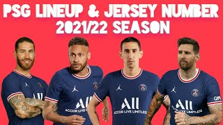 PSG Lineup amp Jersey Number ► 202122 Season ● HD [upl. by Eelan775]