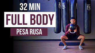 Rutina FULL BODY en casa con PESA RUSA 🔥 Ejercicios con pesa rusa kettlebell o mancuerna [upl. by Nehr]