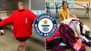 World Record Most jumpers worn at once  Guinness World Records [upl. by Neerak]