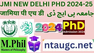 Jamia Millia Islamia PhD 20242025 جامعہ دہلی जामिया दिल्ली ugc net urdu tgt jrf rpsc bpsc [upl. by Elletnwahs]