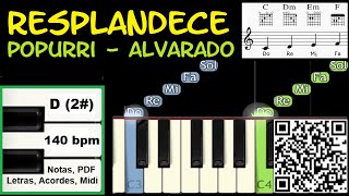 RESPLANDECE Popurri Piano Tutorial Cover Facil  Partitura PDF Acordes [upl. by Icnan535]