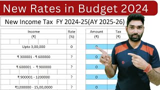 Income tax slab rates changes for FY 2024 25 AY 2025 26 in Budget 2024  Tax on salaried person [upl. by Mcgill]