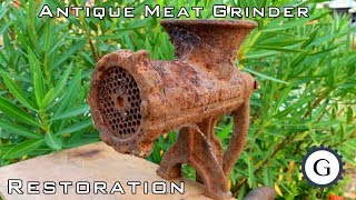 Antique Meat Grinder Restoration  Very Rusty Meat Grinder [upl. by Ahsele858]