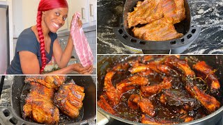 Air Fryer BBQ Pork Ribs Quick n Easy Recipe  Cooking with Jo [upl. by Ecirpac]