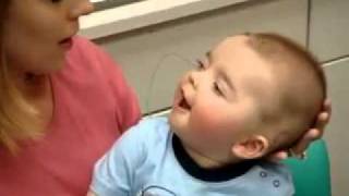 8 Month Old Deaf Babys Reaction To Cochlear Implant Being Activated hqmov [upl. by Silvain749]