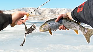 Mountain Ice Fishing for Trout w Tube Jigs Scofield Reservoir [upl. by Trudnak]