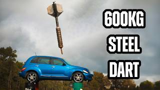 Worlds Largest Dart Vs Car from 60m [upl. by Bovill]