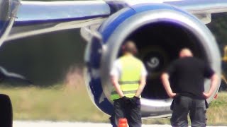 TEST SILNIKA ODRZUTOWEGO  Boeing 737  Bluebird Cargo  Katowice Airport  KTW  EPKT [upl. by Atiken]