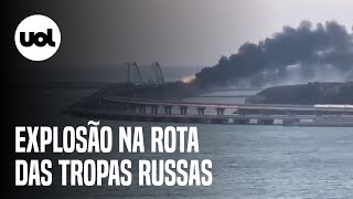 Explosão destrói parte de ponte estratégica que liga Rússia à Crimeia veja vídeos [upl. by Asseneg]