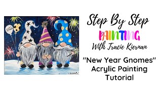 New Year Gnomes Acrylic Painting Tutorial For Beginners [upl. by Akenal]