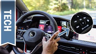 Neues TouchLenkrad von VW im Test während der Fahrt im neuen Golf 8 GTI Sinnvoll oder umständlich [upl. by Noek]