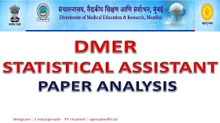 DMER Statistical Assistant Paper 2023  TCS pattern Statistics question  STATISTICS MCQs [upl. by Dorreg462]