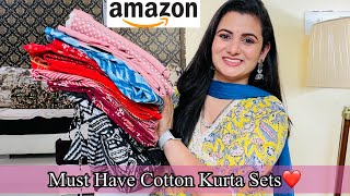 Summer Special Cotton Kurta Set Haul Anarkali Flared Kurta Set Affordable Kurta Palazzo amp Dupatta [upl. by Leah]