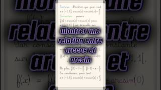 Déterminer la valeur de arccos  arcsin maths cpge pcsi mpsi [upl. by Adnotal]