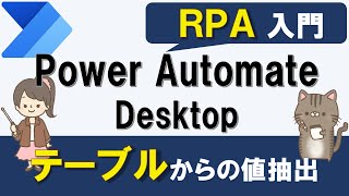 【RPA入門】Power Automate Desktopでデータテーブルから値を取得する方法 [upl. by Aenit]