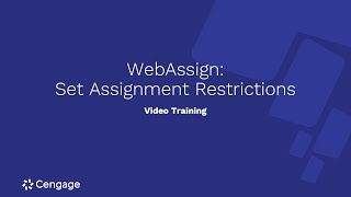 WebAssign Set Assignment Restrictions [upl. by Atlee]