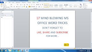 17 Mind Blowing Microsoft Office Word MS Word Tricks [upl. by Adnowat]