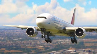 airplane landing Boeing 777 Asiana Airlines Landing at Rome Fiumicino Airport [upl. by Eirruc]