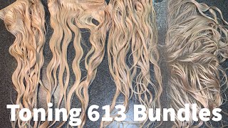 How To Tone 613 Bundles and Frontal Icy Blonde FT Monstar Hair Aliexpress [upl. by Leirbaj791]