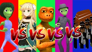 Patila vs Dame Tu Cosita vs Ievan Polkka vs Me Kemaste vs Coffin Dance — Alien Green Dance Challenge [upl. by Ardnoik]