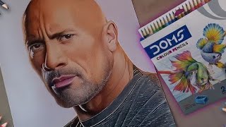 DOMS COLOUR PENCIL REVIEW DRAWING DWAYNE JOHNSON🔥DOMSIndiaofficial [upl. by Trebreh]