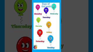 days of the week song with balloons sunday monday song stay little channel  weekdays song [upl. by Dieball]