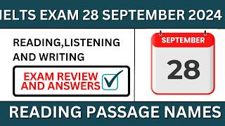 28 September ielts reading and listening answers 28 Sep 2024 ielts exam review ielts reading answers [upl. by Franck]