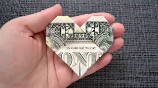 My MONEY HEART  Amazing Dollar Origami  Tutorial DIY by NProkuda [upl. by Ettenuahs]