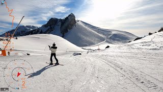 4K Skiing Leysin Red Tête dAï to LeysinBerneuse Vaud Switzerland GoPro HERO9 GPS Telemetry [upl. by Llain581]