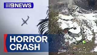 Brazil plane crash leaves 61 people dead  9 News Australia [upl. by Karil281]