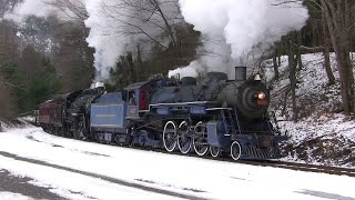 RampN 425 and CNJ 113 Double Header Steam  Minersville Santa Claus Train Rides 2014 [upl. by Bathulda175]