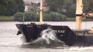 Thrilling Shipspotting Bulk Carrier Polesie Battles Stormy Waters while Departing Hamburg Germany [upl. by Alboran496]