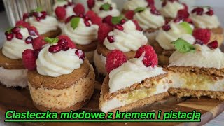 Ciasteczka miodowe z kremem i pistacją [upl. by Idnac]