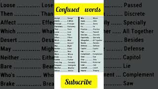 Confused wordsenglish ytshortsgrammar education shorts viralvideo [upl. by Nicoli]