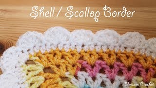 Easy crochet Shell  Scallop Border [upl. by Hsan]