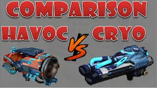 Havoc vs Cryo medium weapon comparison war robots [upl. by Ateuqirne]