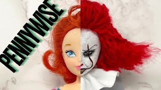 PENNYWISE  Halloween Month Doll Makeover  flea market find [upl. by Zinnes539]