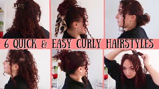 6 Quick amp Easy Curly HAIRSTYLES for School or Work [upl. by Clevey312]