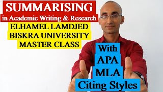 SUMMARISING IN ACADEMIC WRITING amp RESEARCH FOR MASTER CLASS [upl. by Einnoj154]