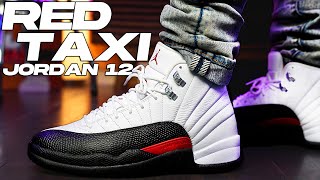 Air Jordan 12 Taxi Flip  Red Taxi Review and On Foot [upl. by Emery]