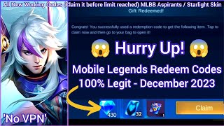 x3 MLBB Redeem Codes December 02 2023  Mobile Legends Diamonds Codes 💎💎💎 Hurry Up [upl. by Anikram]