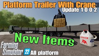 Platform Trailer With Crane  FS22 UPDATE for all platforms [upl. by Ahseken]