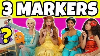 3 MARKER CHALLENGE With Disney Princesses Totally TV [upl. by Ajam624]