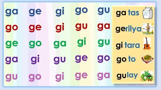 Ga Ge Ge Gi Gu  Pagsasanay sa pagbasa ng pantig  Abakada  Filipino Kinder  Grade1 [upl. by Hein]