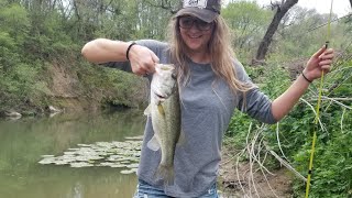 Cibolo Creek Texas Bass fishing with Kenzie [upl. by Oruasi678]