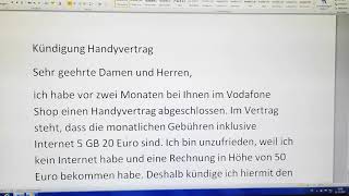 DTZ  B1 Test Brief  Kündigung Handyvertrag [upl. by Eillod]