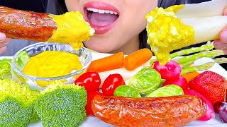 Asmr Mukbang  Sausage amp Veggies DIPPED in Cottage Cheese Mustard Sauce  Eating Sounds  ASMR Phan [upl. by Schmitz511]